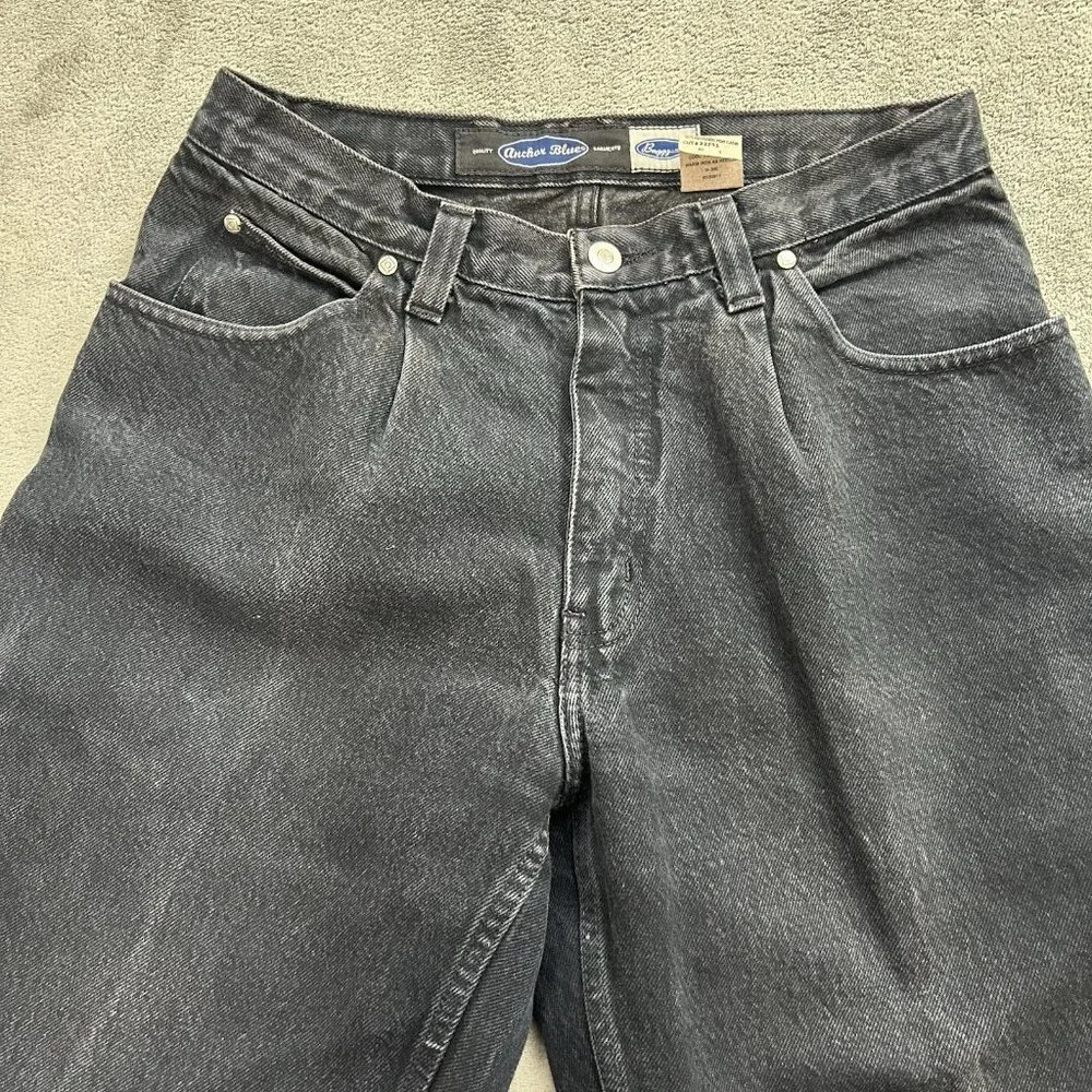 Anchor Blue Baggy Jeans 28x31 Faded Black Loose Wide Leg Skater Grunge Y2K Fades